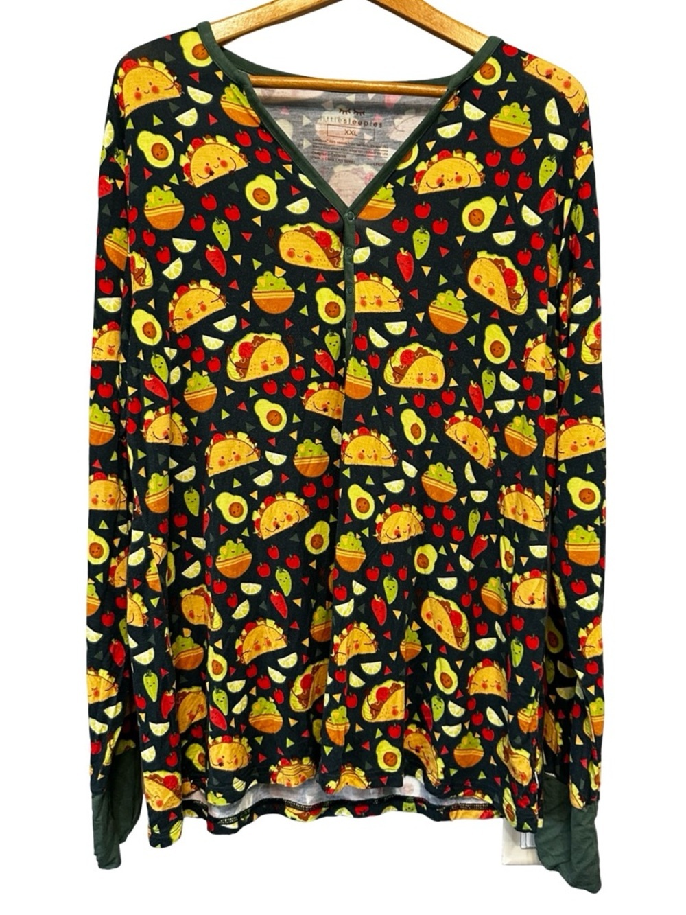 Little Sleepies Taco Fiesta Pajama Top Size XXL Soft Bamboo Long Sleeve Cozy